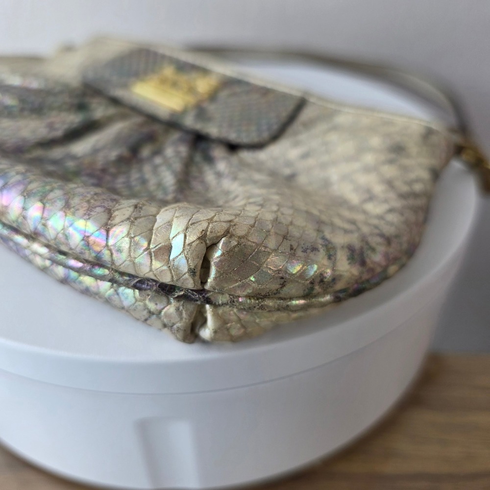 Coach Madison Shimmer Python Leather Wristlet Gol… - image 3